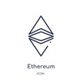 Linear ethereum icon from Cryptocurrency economy and finance outline collection. Thin line ethereum vector isolated on white