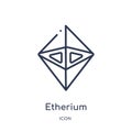 Linear etherium icon from Cryptocurrency economy and finance outline collection. Thin line etherium vector isolated on white