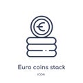 Linear euro coins stack icon from Business outline collection. Thin line euro coins stack icon isolated on white background. euro Royalty Free Stock Photo