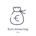 Linear euro money bag icon from Business outline collection. Thin line euro money bag icon isolated on white background. euro Royalty Free Stock Photo