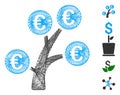 Linear Euro Money Tree Vector Mesh Royalty Free Stock Photo