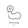 Linear exercising dumbbell icon from Gym and fitness outline collection. Thin line exercising dumbbell icon isolated on white