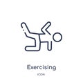 Linear exercising icon from Activity and hobbies outline collection. Thin line exercising vector isolated on white background.