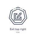 Linear exit top right icon from Arrows outline collection. Thin line exit top right vector isolated on white background. exit top