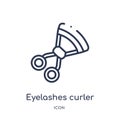 Linear eyelashes curler icon from Beauty outline collection. Thin line eyelashes curler vector isolated on white background.
