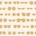 Linear eyewear seamless pattern, various trendy sunglasses