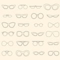 Linear eyewear set, various sunglasses shape set