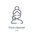 Linear face cleanser icon from Beauty outline collection. Thin line face cleanser vector isolated on white background. face