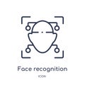 Linear face recognition icon from Artificial intellegence and future technology outline collection. Thin line face recognition