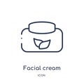 Linear facial cream icon from Beauty outline collection. Thin line facial cream vector isolated on white background. facial cream