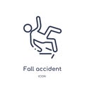 Linear fall accident icon from Insurance outline collection. Thin line fall accident icon isolated on white background. fall