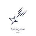 Linear falling star icon from Astronomy outline collection. Thin line falling star vector isolated on white background. falling