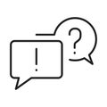 Linear faq, chat, question mark, exclamation point icon vector ask, answer speech bubble Royalty Free Stock Photo