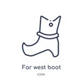 Linear far west boot icon from Desert outline collection. Thin line far west boot vector isolated on white background. far west Royalty Free Stock Photo