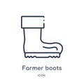 Linear farmer boots icon from Agriculture farming and gardening outline collection. Thin line farmer boots vector isolated on