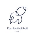 Linear fast football ball icon from American football outline collection. Thin line fast football ball vector isolated on white