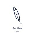 Linear feather icon from Brazilia outline collection. Thin line feather vector isolated on white background. feather trendy