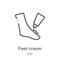 Linear feet cream icon from Beauty outline collection. Thin line feet cream vector isolated on white background. feet cream trendy