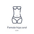 Linear female hips and waist icon from Human body parts outline collection. Thin line female hips and waist icon isolated on white