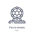 Linear ferris wheels icon from Business outline collection. Thin line ferris wheels icon isolated on white background. ferris