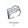 Linear file folder icon from Edit tools outline collection. Thin line file folder icon isolated on white background. file folder