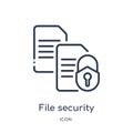Linear file security icon from Internet security and networking outline collection. Thin line file security icon isolated on white