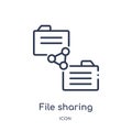 Linear file sharing icon from Networking outline collection. Thin line file sharing icon isolated on white background. file