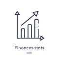 Linear finances stats bars graphic with up arrow icon from Business outline collection. Thin line finances stats bars graphic with