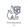 Linear fire insurance icon from Insurance outline collection. Thin line fire insurance icon isolated on white background. fire