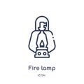 Linear fire lamp icon from Camping outline collection. Thin line fire lamp vector isolated on white background. fire lamp trendy