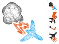 Linear Fired Airplane Vector Mesh Royalty Free Stock Photo