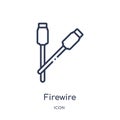 Linear firewire icon from Hardware outline collection. Thin line firewire icon isolated on white background. firewire trendy Royalty Free Stock Photo