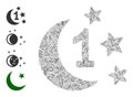 Linear First Moon Night Icon Vector Mosaic Royalty Free Stock Photo