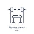 Linear fitness bench icon from Gym equipment outline collection. Thin line fitness bench icon isolated on white background.