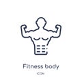 Linear fitness body icon from Gym and fitness outline collection. Thin line fitness body icon isolated on white background.