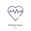 Linear fitness heart icon from Gym and fitness outline collection. Thin line fitness heart icon isolated on white background.