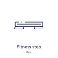 Linear fitness step icon from Gym and fitness outline collection. Thin line fitness step icon isolated on white background.