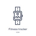 Linear fitness tracker icon from Gym and fitness outline collection. Thin line fitness tracker icon isolated on white background.
