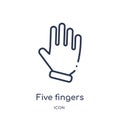 Linear five fingers icon from Hands and guestures outline collection. Thin line five fingers icon isolated on white background.