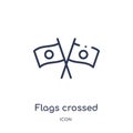 Linear flags crossed icon from Construction outline collection. Thin line flags crossed vector isolated on white background. flags Royalty Free Stock Photo