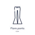 Linear flare pants icon from Clothes outline collection. Thin line flare pants vector isolated on white background. flare pants