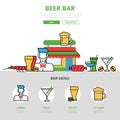 Linear flat Beer bar infographics illustrat
