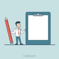 Linear Flat Business man Empty Clipboard pencil Royalty Free Stock Photo