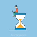 Linear Flat business man laptop hourglass vector