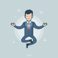 Linear Flat Business man levitate Zen pose vector