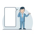 Linear Flat Business man making phone call vector