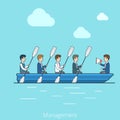 Linear Flat Business men boat megaphone Team