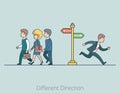 Linear Flat Business people Different Directions