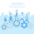 Linear Flat Business team work people gearwheels v