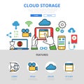 Linear flat Cloud storage infographics Mobi